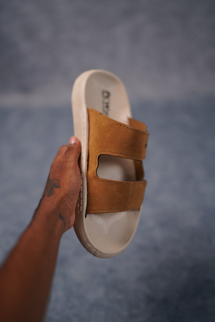 Men’s Premium Dual Strap Slippers for Daily Wear | Trendy Casual Slides - Walk-2(TAN)