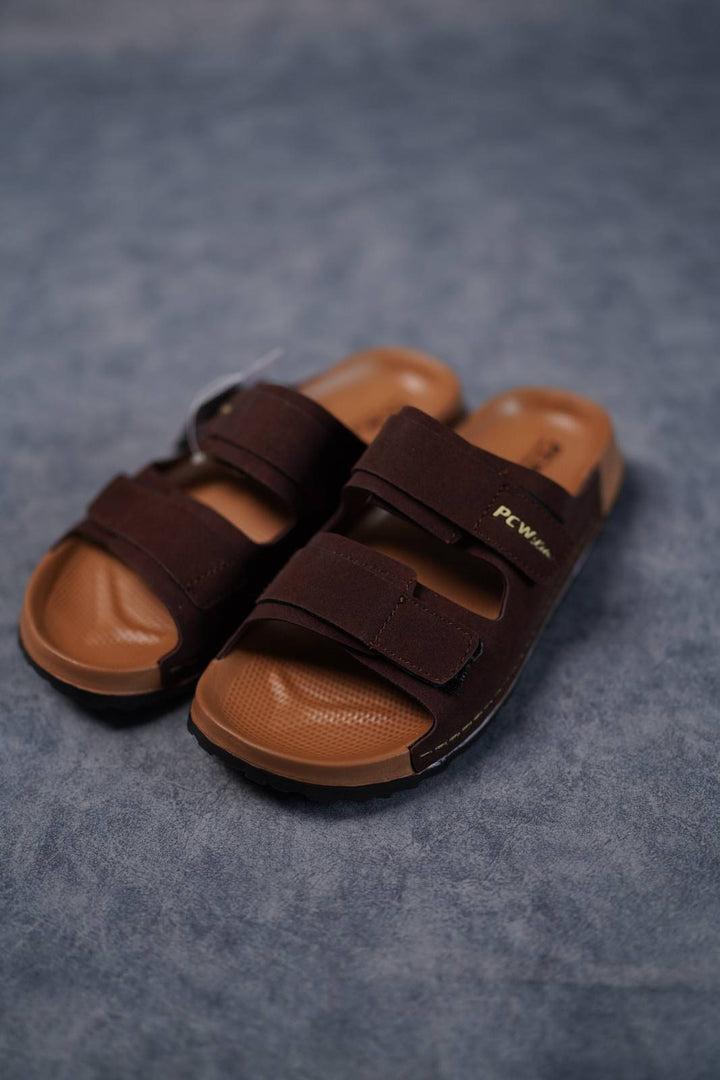 Men’s Premium Dual Strap Slippers for Daily Wear | Trendy Casual Slides - Bitcoin-10(Brown)