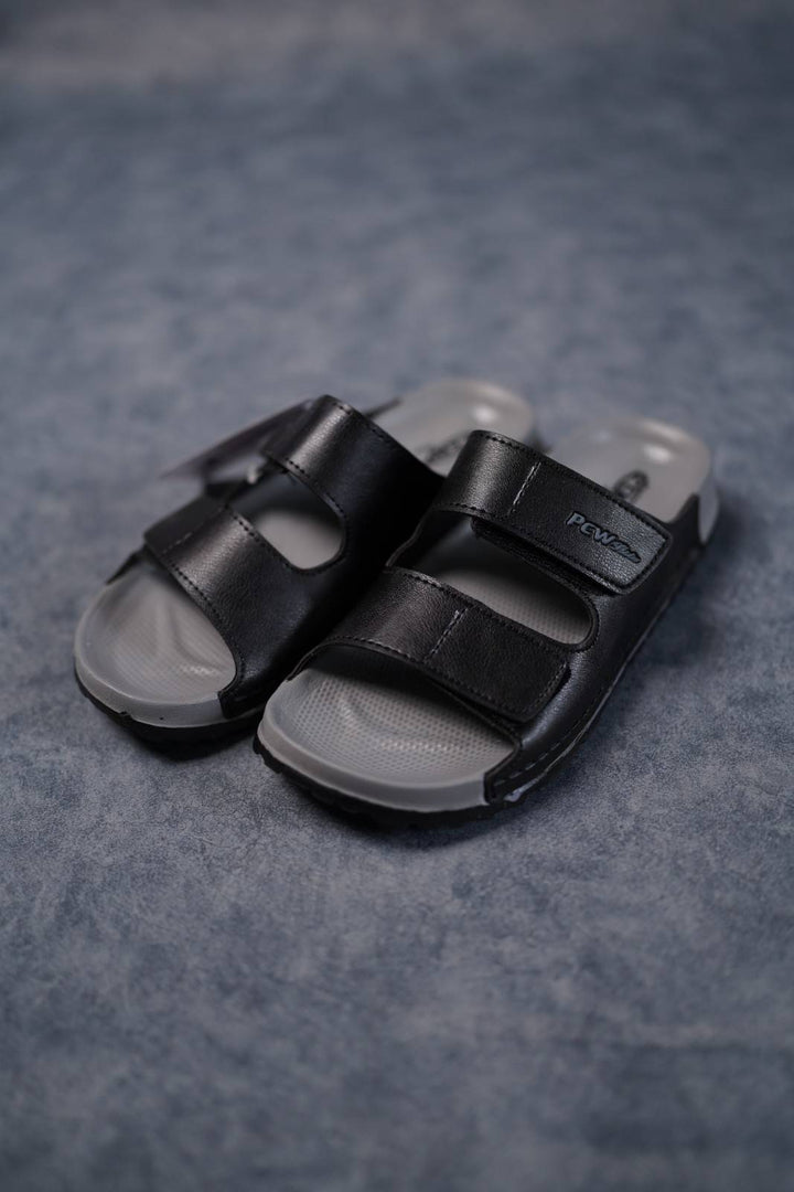 Men’s Premium Dual Strap Slippers for Daily Wear | Trendy Casual Slides - Bitcoin-2(Black)
