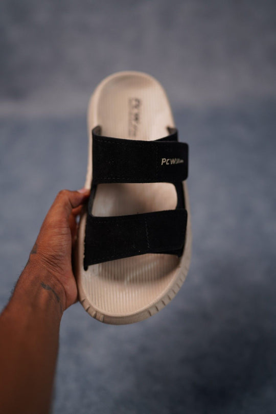 Men’s Premium Dual Strap Slippers for Daily Wear | Trendy Casual Slides - Walk-2(Black) – alternate view – 7MAN India