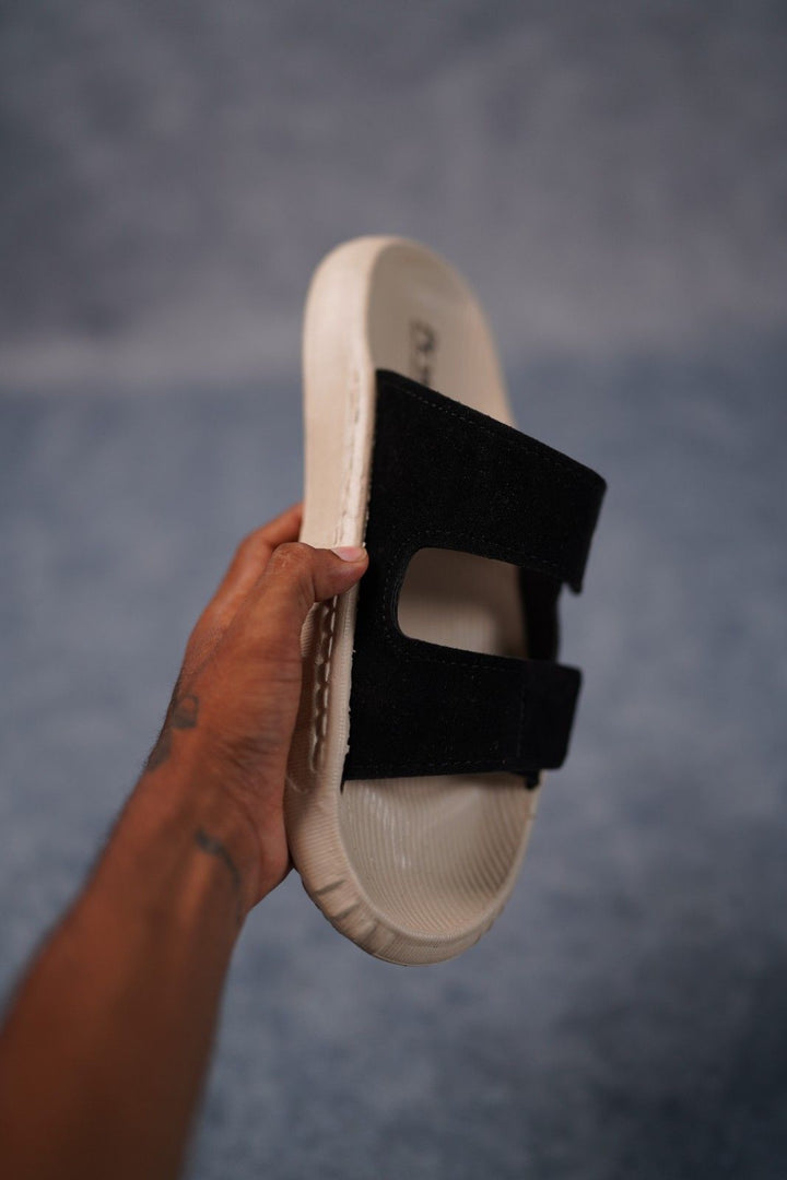 Men’s Premium Dual Strap Slippers for Daily Wear | Trendy Casual Slides - Walk-2(Black)