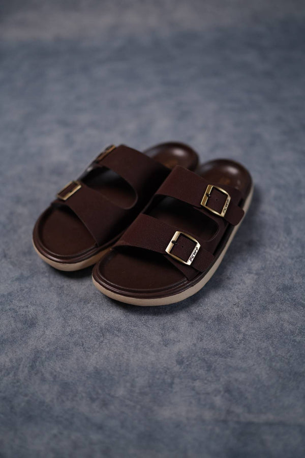 Men’s Premium Dual Strap Slippers for Daily Wear | Trendy Casual Slides - Dabang-2(Brown)