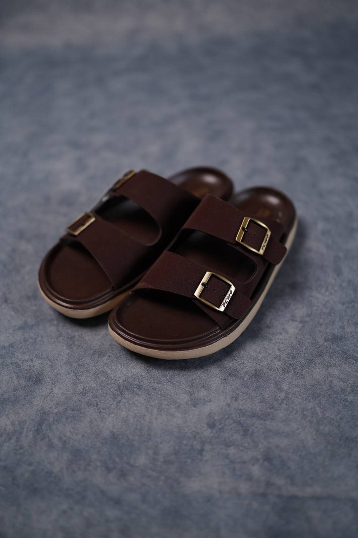 Men’s Premium Dual Strap Slippers for Daily Wear | Trendy Casual Slides - Dabang-2(Brown)