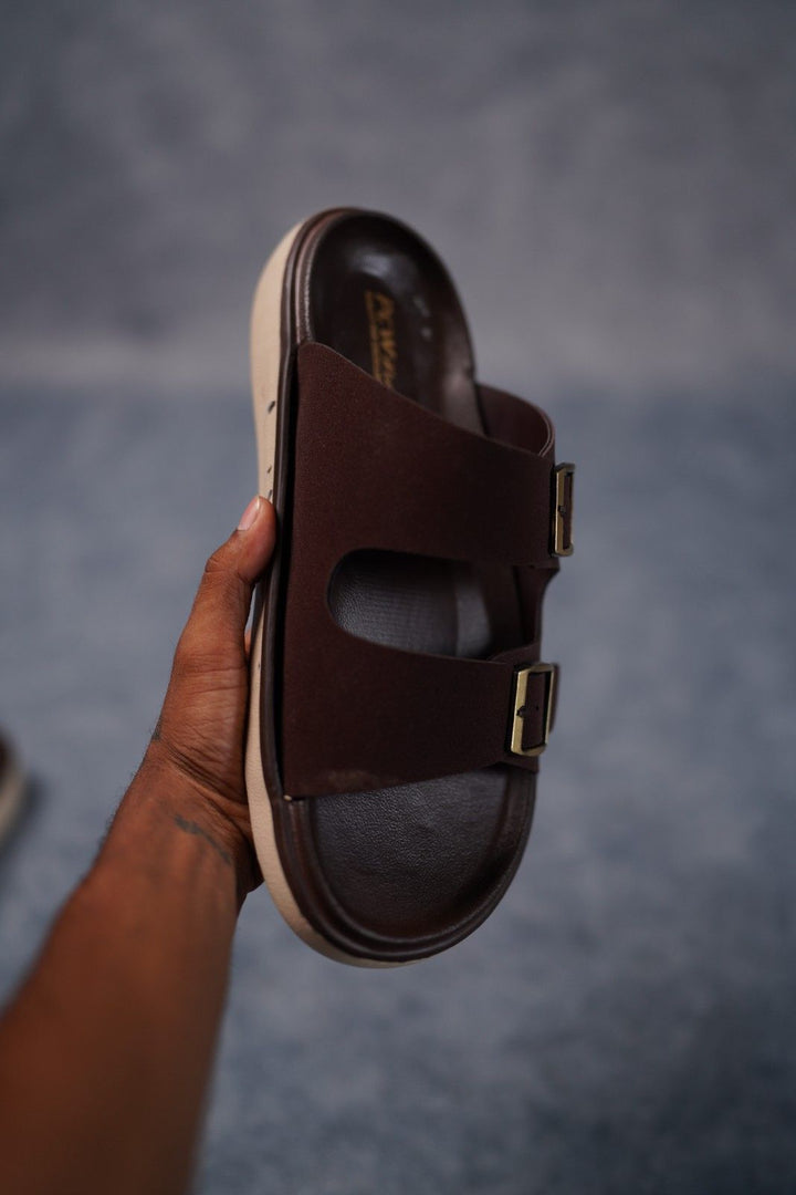 Men’s Premium Dual Strap Slippers for Daily Wear | Trendy Casual Slides - Dabang-2(Brown)