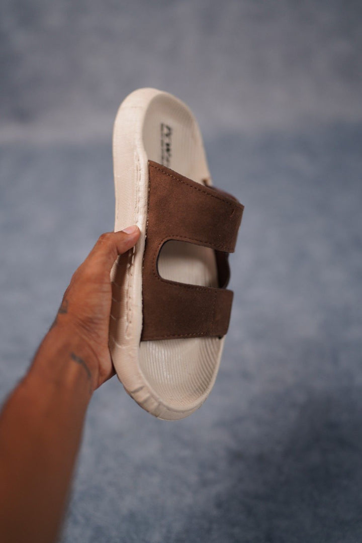 Men’s Premium Dual Strap Slippers for Daily Wear | Trendy Casual Slides - Walk-2(Brown)