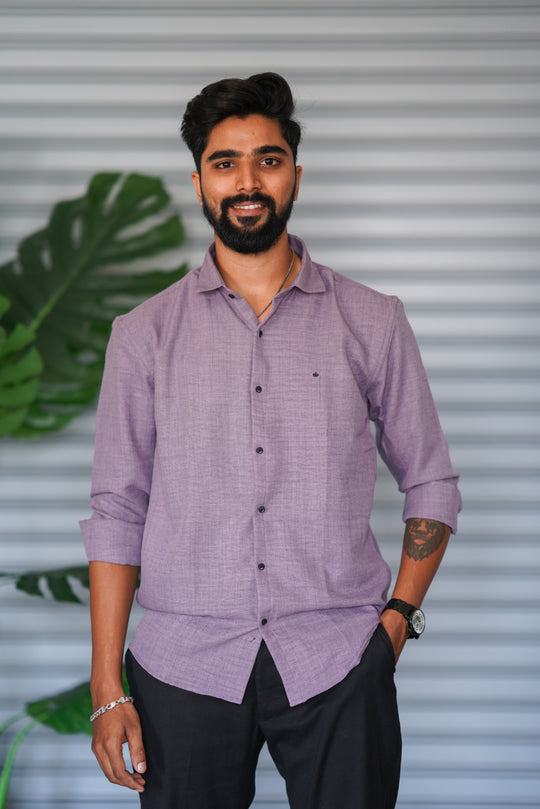 Men’s Full Sleeve Soft Linen Casual Shirt for Men | Premium Shirt - Dusty Lavender – 7MAN Men's Fashion India