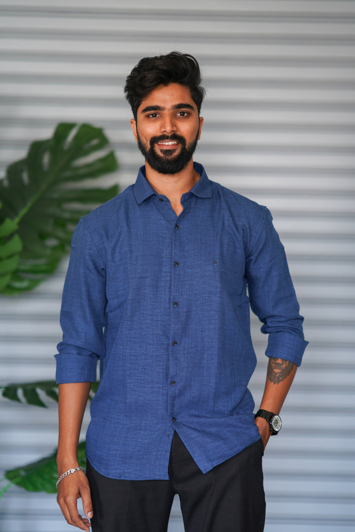 Men’s Full Sleeve Soft Linen Casual Shirt for Men | Premium Shirt - Royal Blue