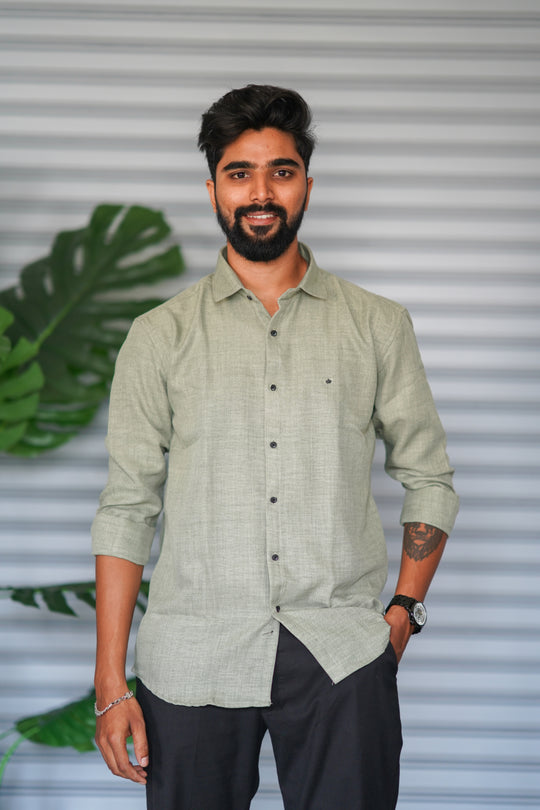 Men’s Full Sleeve Soft Linen Casual Shirt for Men | Premium Shirt - Sage Green – 7MAN Men's Fashion India