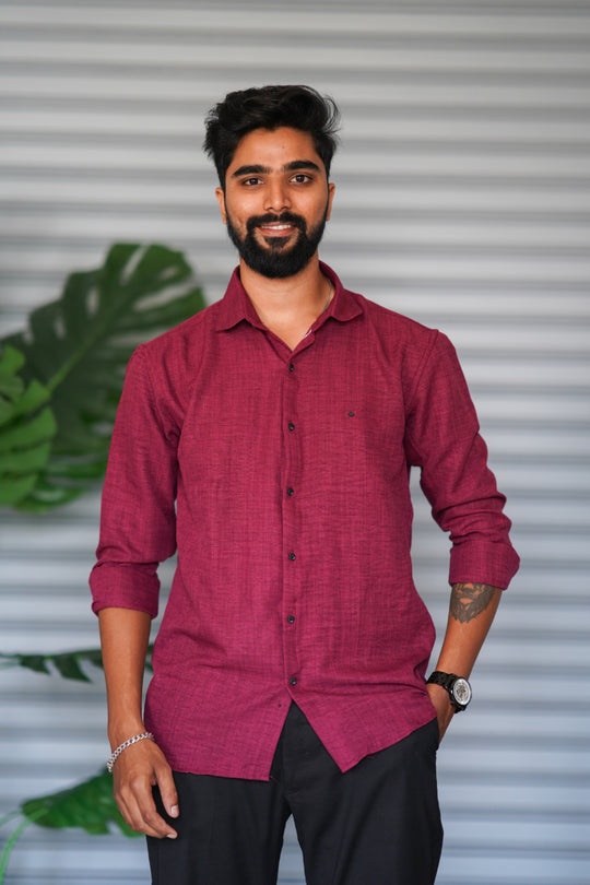 Men’s Full Sleeve Soft Linen Casual Shirt for Men | Premium Shirt - Maroon – 7MAN Men's Fashion India