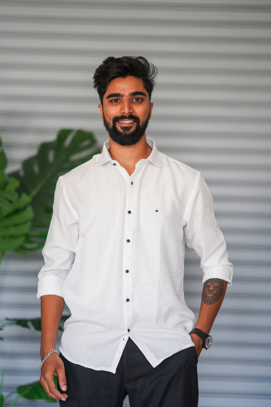 Men’s Full Sleeve Soft Linen Casual Shirt for Men | Premium Shirt - White – 7MAN Men's Fashion India