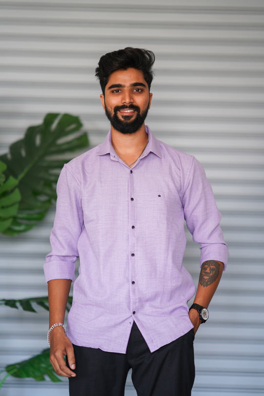 Men’s Full Sleeve Soft Linen Casual Shirt for Men | Premium Shirt - Lavender – 7MAN Men's Fashion India