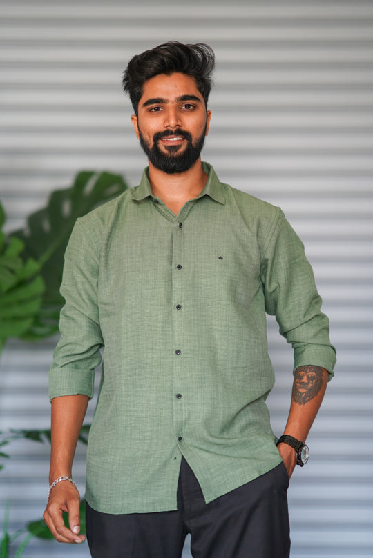 Men’s Full Sleeve Soft Linen Casual Shirt for Men | Premium Shirt - Olive Green – 7MAN Men's Fashion India