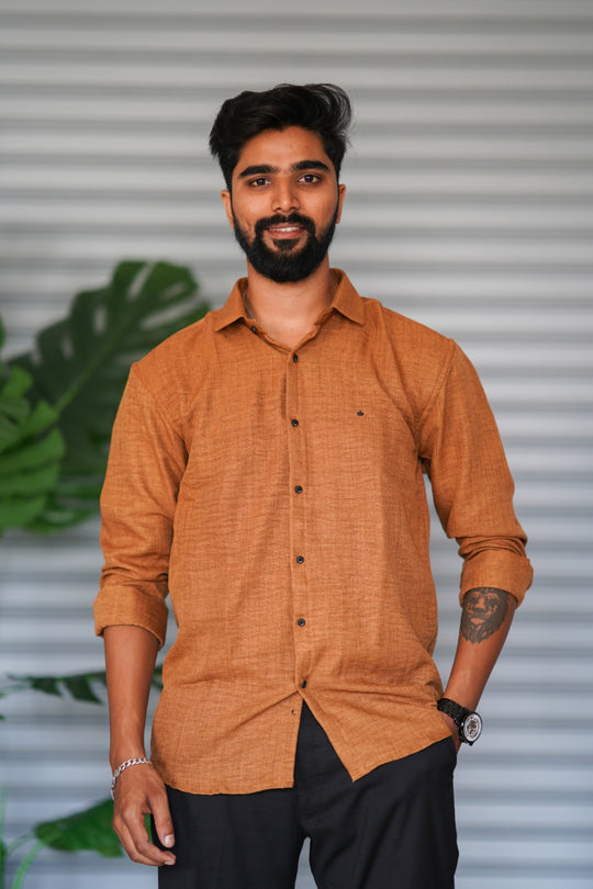 Men’s Full Sleeve Soft Linen Casual Shirt for Men | Premium Shirt - Orange – 7MAN Men's Fashion India