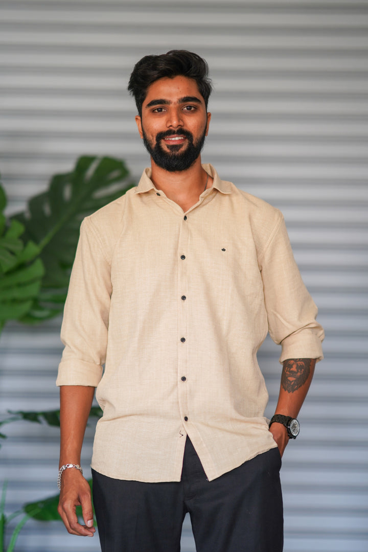 Men’s Full Sleeve Soft Linen Casual Shirt for Men | Premium Shirt - Beige