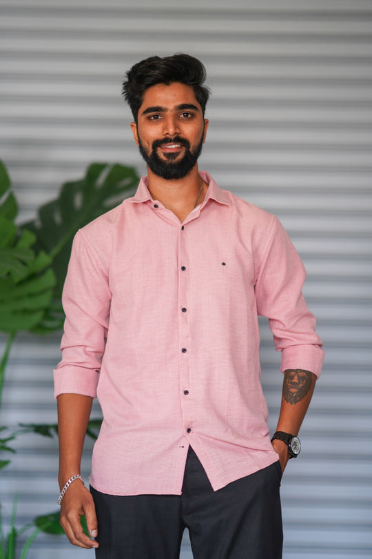 Men’s Full Sleeve Soft Linen Casual Shirt for Men | Premium Shirt - Pink – 7MAN Men's Fashion India