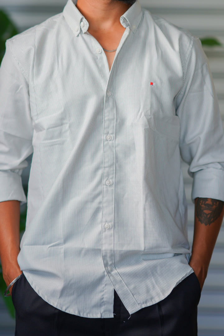 Men’s Full Sleeve Soft Linen Casual Striped Shirt for Men | Premium Shirt - Mint Green