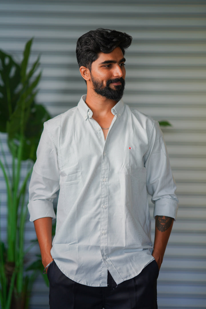 Men’s Full Sleeve Soft Linen Casual Striped Shirt for Men | Premium Shirt - Mint Green