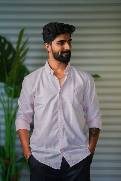 Men’s Full Sleeve Soft Linen Casual Striped Shirt for Men | Premium Shirt - Baby Pink