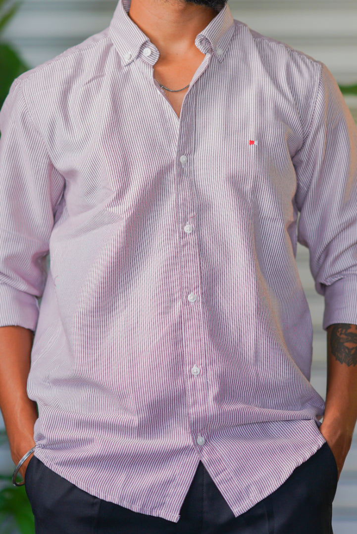Men’s Full Sleeve Soft Linen Casual Striped Shirt for Men | Premium Shirt - Lavender