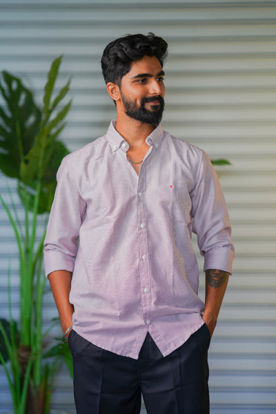 Men’s Full Sleeve Soft Linen Casual Striped Shirt for Men | Premium Shirt - Lavender