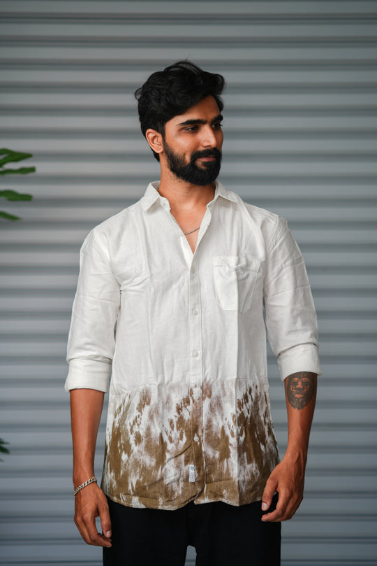 Men's Tie-Dye Casual Shirt for Men | Premium Cotton Full Sleeve Stylish Shirt - White & Brown – 7MAN Men's Fashion India