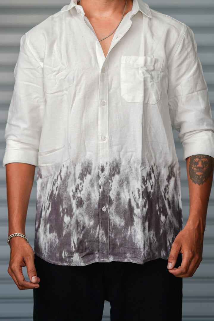Men's Tie-Dye Casual Shirt for Men | Premium Cotton Full Sleeve Stylish Shirt - White & Black