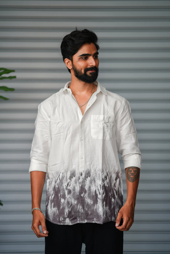 Men's Tie-Dye Casual Shirt for Men | Premium Cotton Full Sleeve Stylish Shirt - White & Black