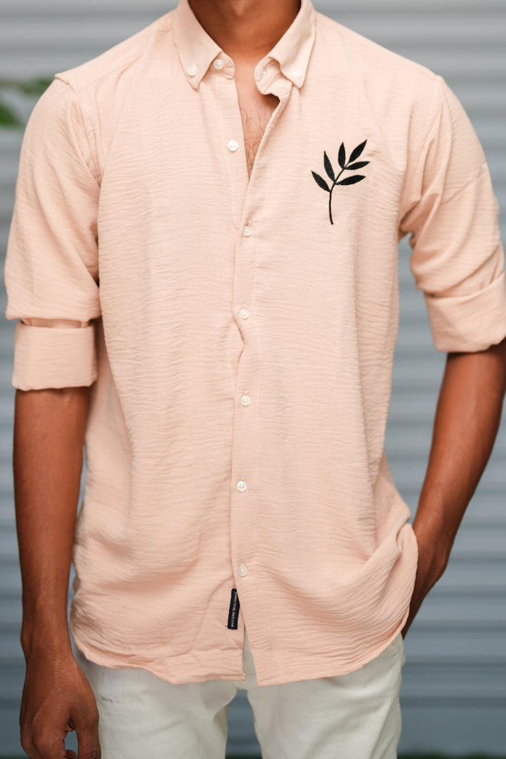 Men's Embroidered Cotton Linen Shirt | Lightweight & Comfortable - Cream
