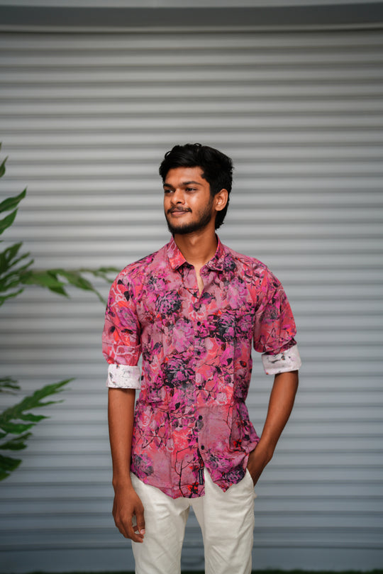 Men's Floral Printed Casual Shirt | Premium Full Sleeve Floral Shirt - Magenta – 7MAN Men's Fashion India
