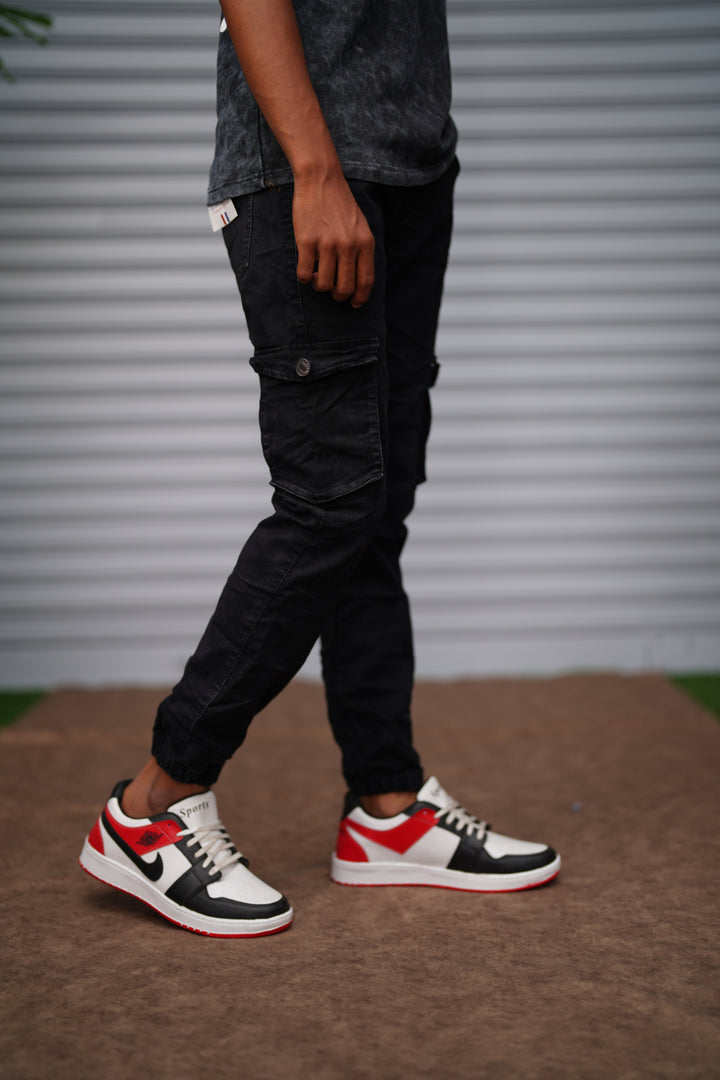 Men's Cargo Jogger Jeans | Premium Slim Fit Stretch Denim Cargo Pants for Men - Black