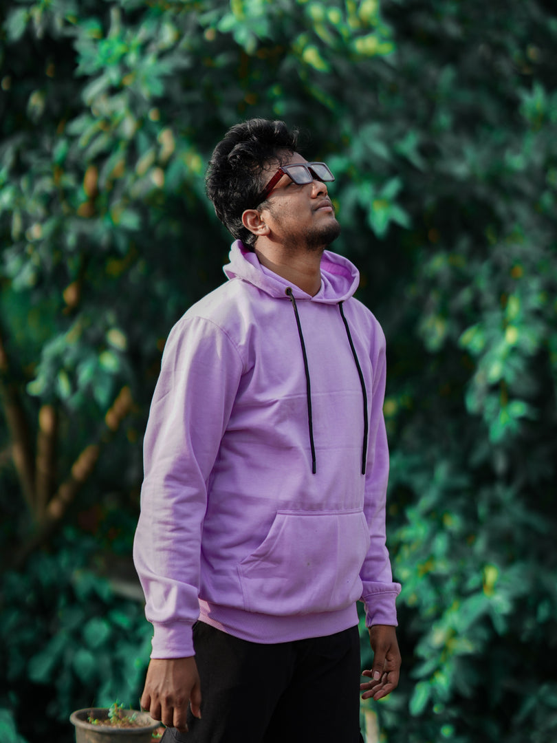 Men's Pull Over Plain Hoodie in LAVENDER COLOUR