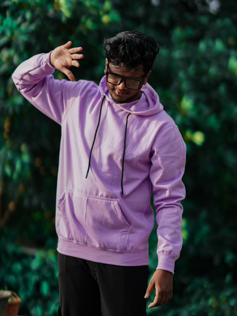 Men's Pull Over Plain Hoodie in LAVENDER COLOUR