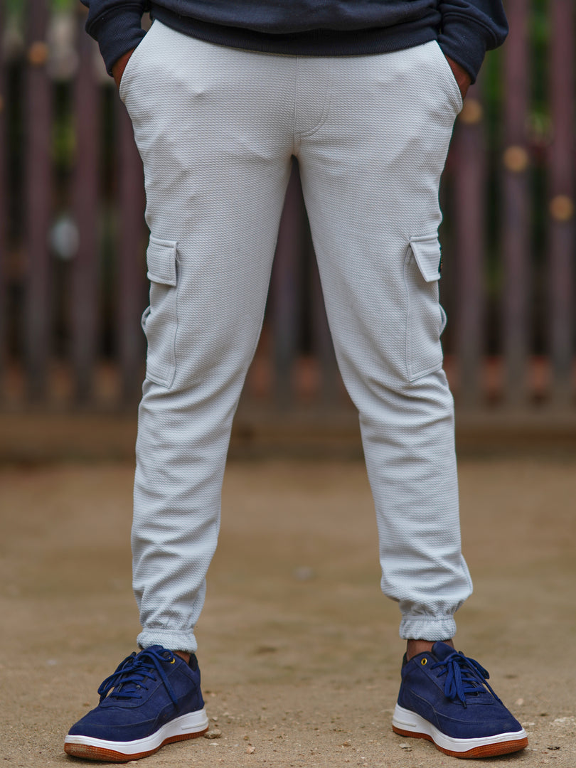 Men's Stylish Regular Fit POPCORN CARGO TRACK  PANT-  ASH COLOUR