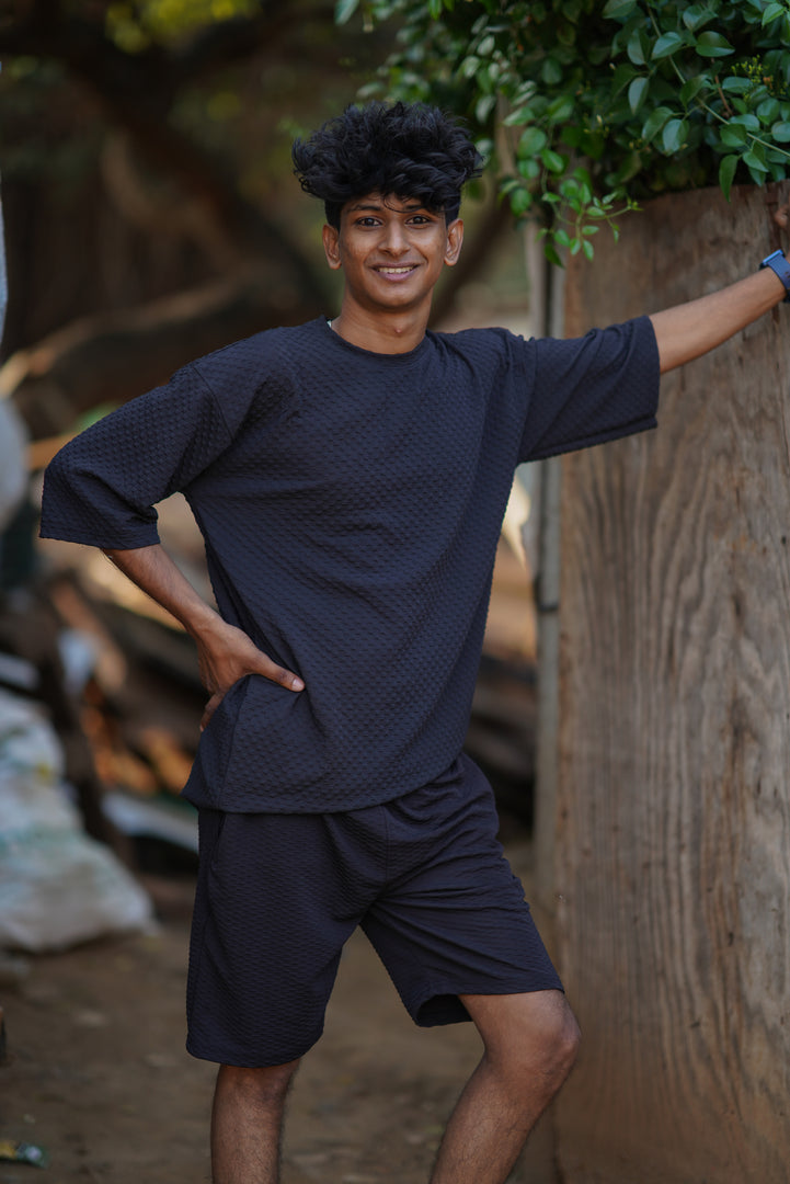 COLOURFUL CO-ORD SETS T-SHIRT AND SHORTS NAVY BLUE