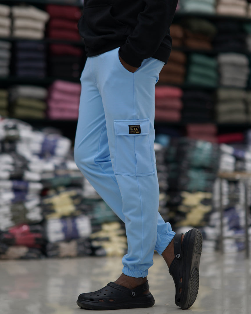 Men's Stylish Regular Fit Cargo Pant - ICE BLUE