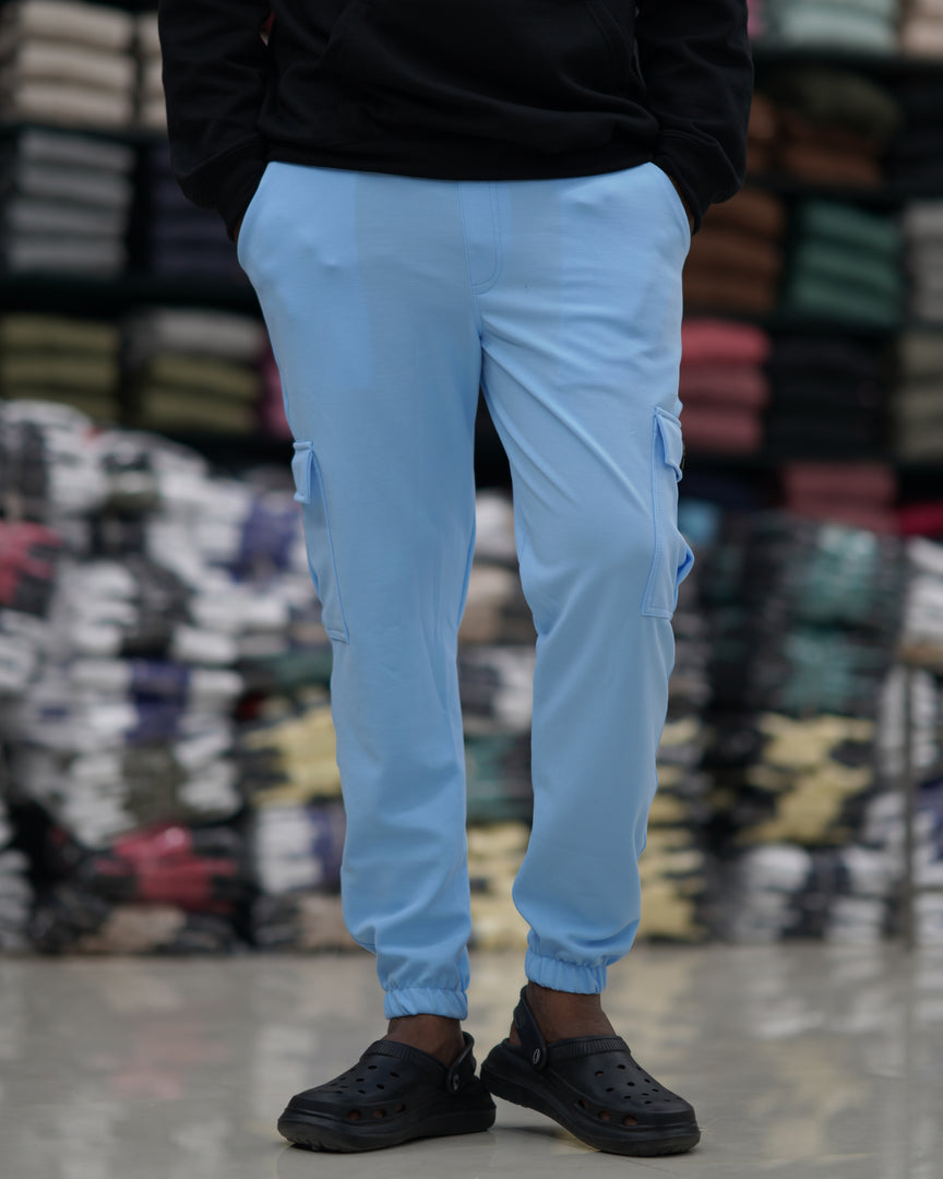 Men's Stylish Regular Fit Cargo Pant - ICE BLUE