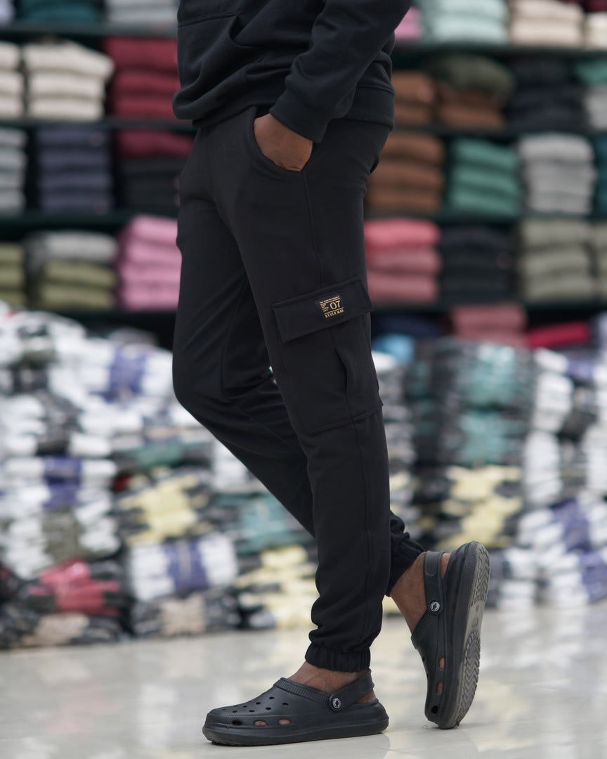 Men's Stylish Regular Fit Cargo Pant - BLACK