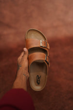 Load image into Gallery viewer, Men’s Leather Buckle Sandals – Stylish &amp; Comfortable Footwear Brown
