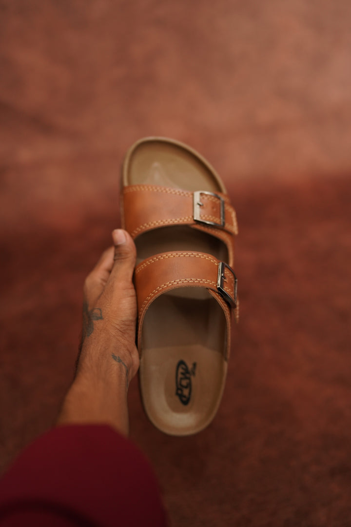 Men’s Leather Buckle Sandals – Stylish & Comfortable Footwear Brown