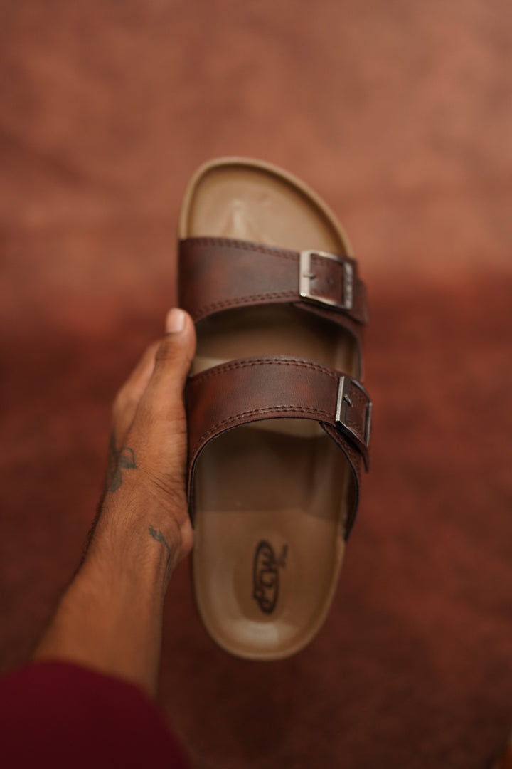 Men’s Brown Leather Buckle Sandals – Stylish & Comfortable Footwear