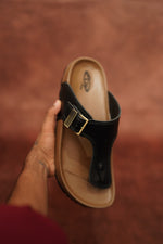 Load image into Gallery viewer, Men’s Brown &amp; Black Leather Buckle Sandals with Brown Sole – Stylish &amp; Comfortable
