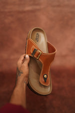 Load image into Gallery viewer, Men’s Brown Leather Buckle Sandals with Brown Sole – Stylish &amp; Comfortable
