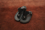 Load image into Gallery viewer, Men’s Grey &amp; Black Leather Buckle Sandals with Brown Sole – Stylish &amp; Comfortable
