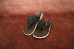 Load image into Gallery viewer, Men’s Black T Strip Leather Buckle Sandals with Brown Sole – Stylish &amp; Comfortable
