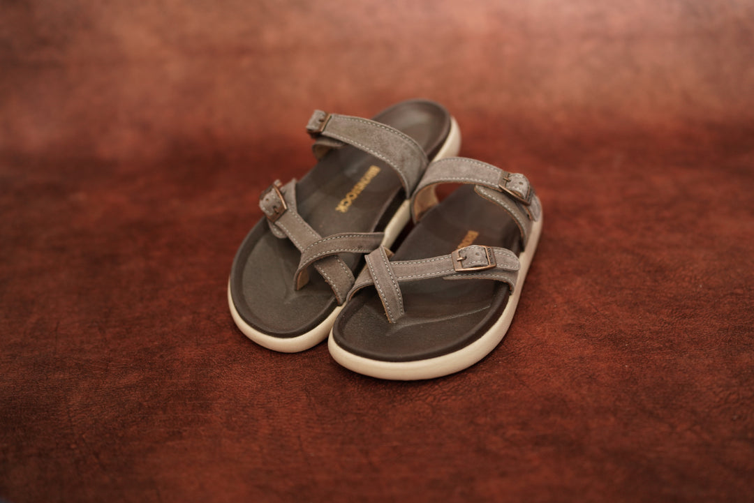 Men’s Grey Casual Buckle Sandals – Comfortable & Stylish Everyday Wear