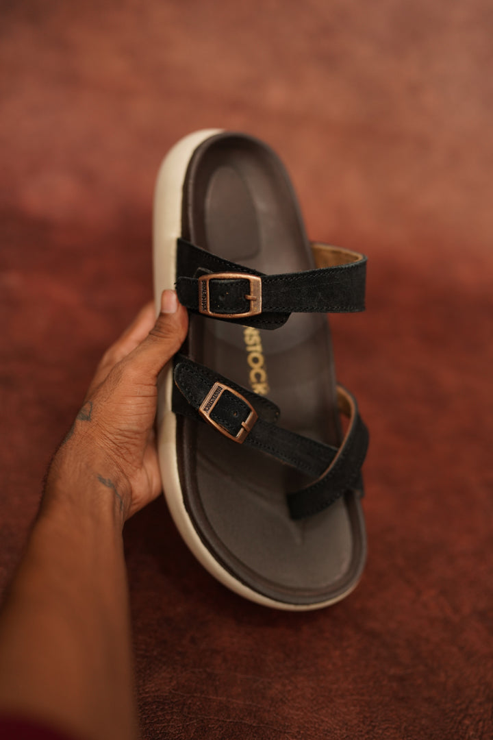 Men’s Black Casual Buckle Sandals – Comfortable & Stylish Everyday Wear
