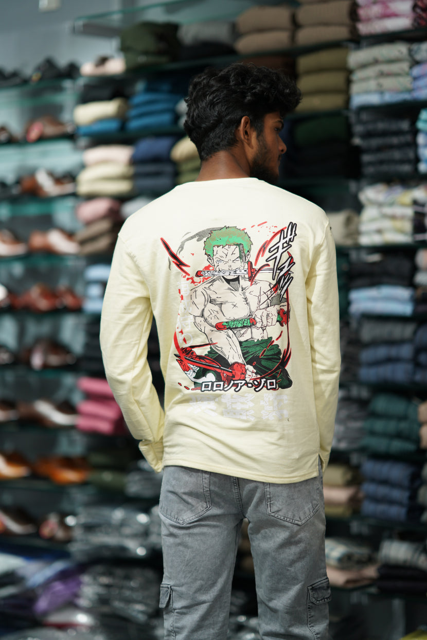 Full Sleeve CARTOON Back Printed Round Neck Mens Tshirt - Sandle