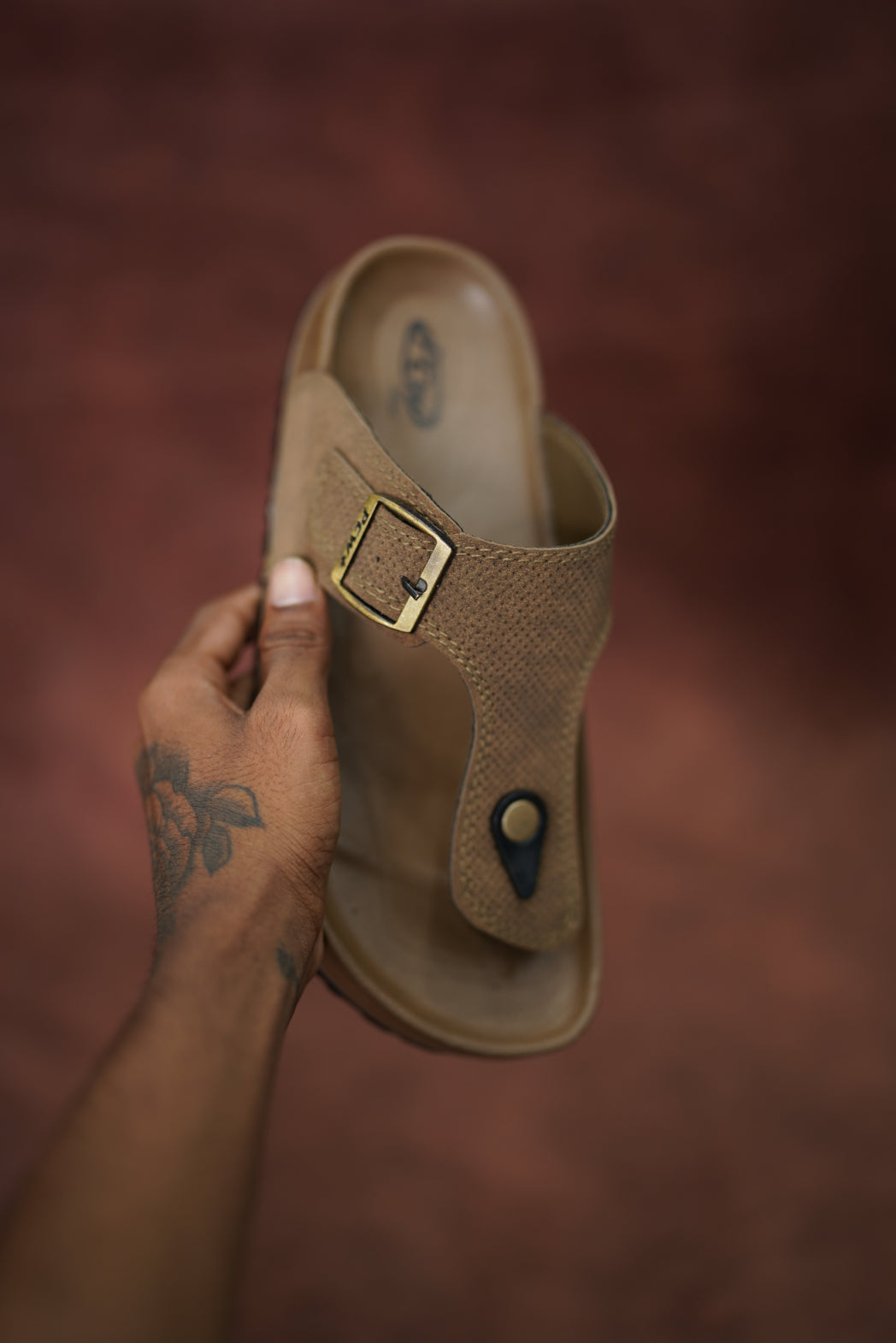 Men’s Leather Buckle Sandals with Tan Sole Stylish & Comfortable -  Sandle