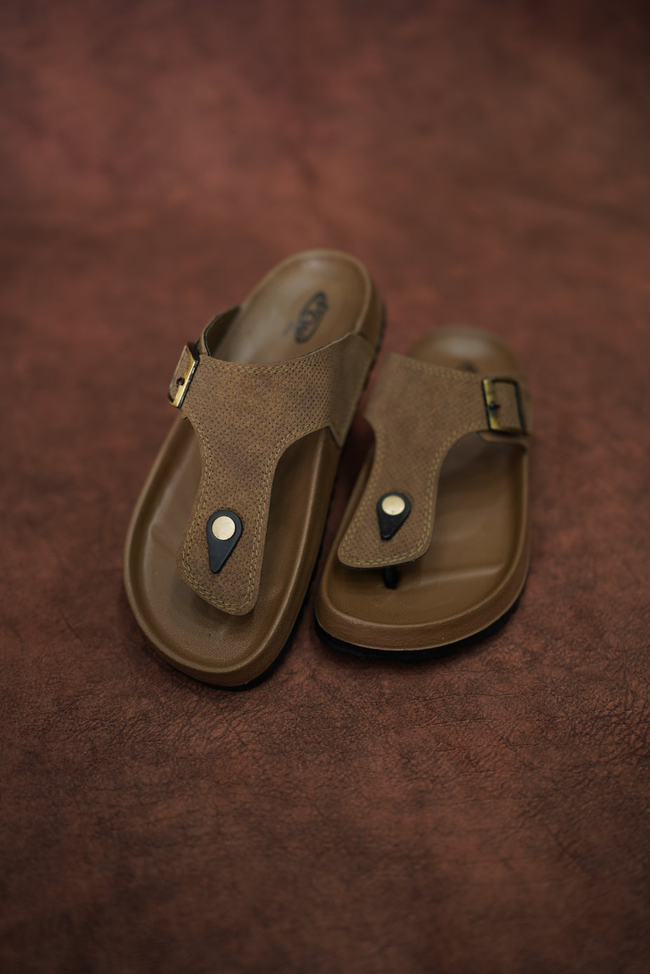 Men’s Leather Buckle Sandals with Tan Sole Stylish & Comfortable -  Sandle