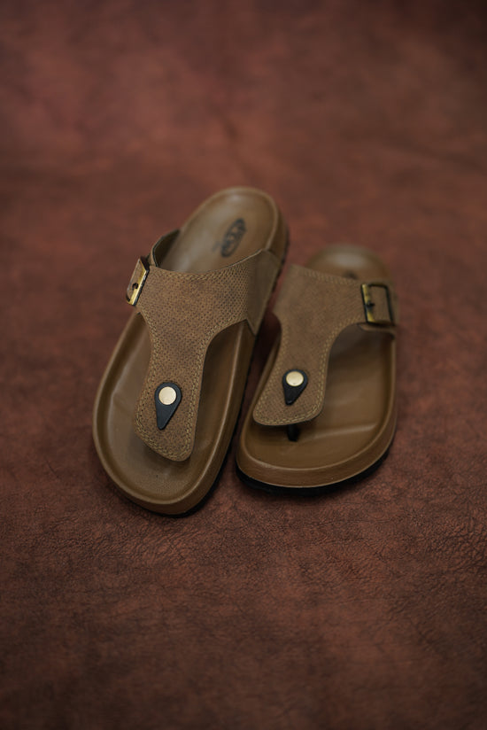Men’s Leather Buckle Sandals with Tan Sole Stylish & Comfortable -  Sandle